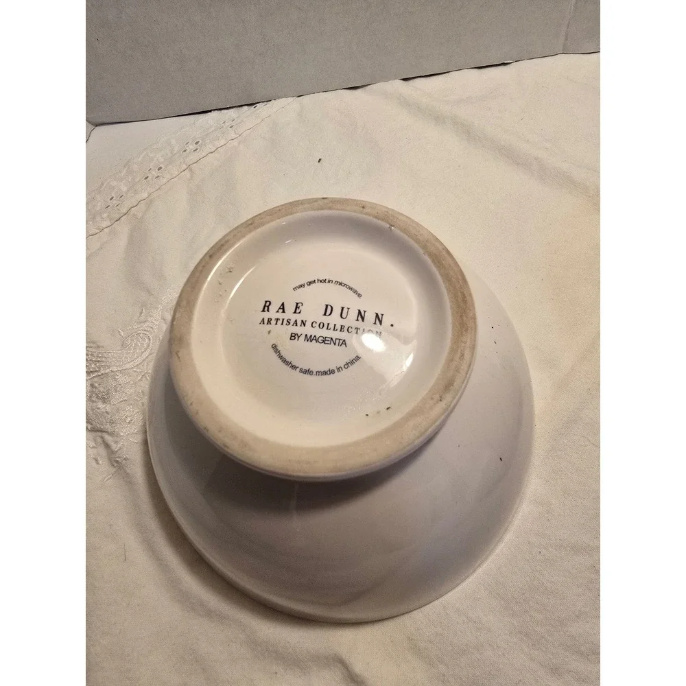 Rae Dunn MINE Ceramic Bowl White Black Lettering Artisan Collection by Magenta‎